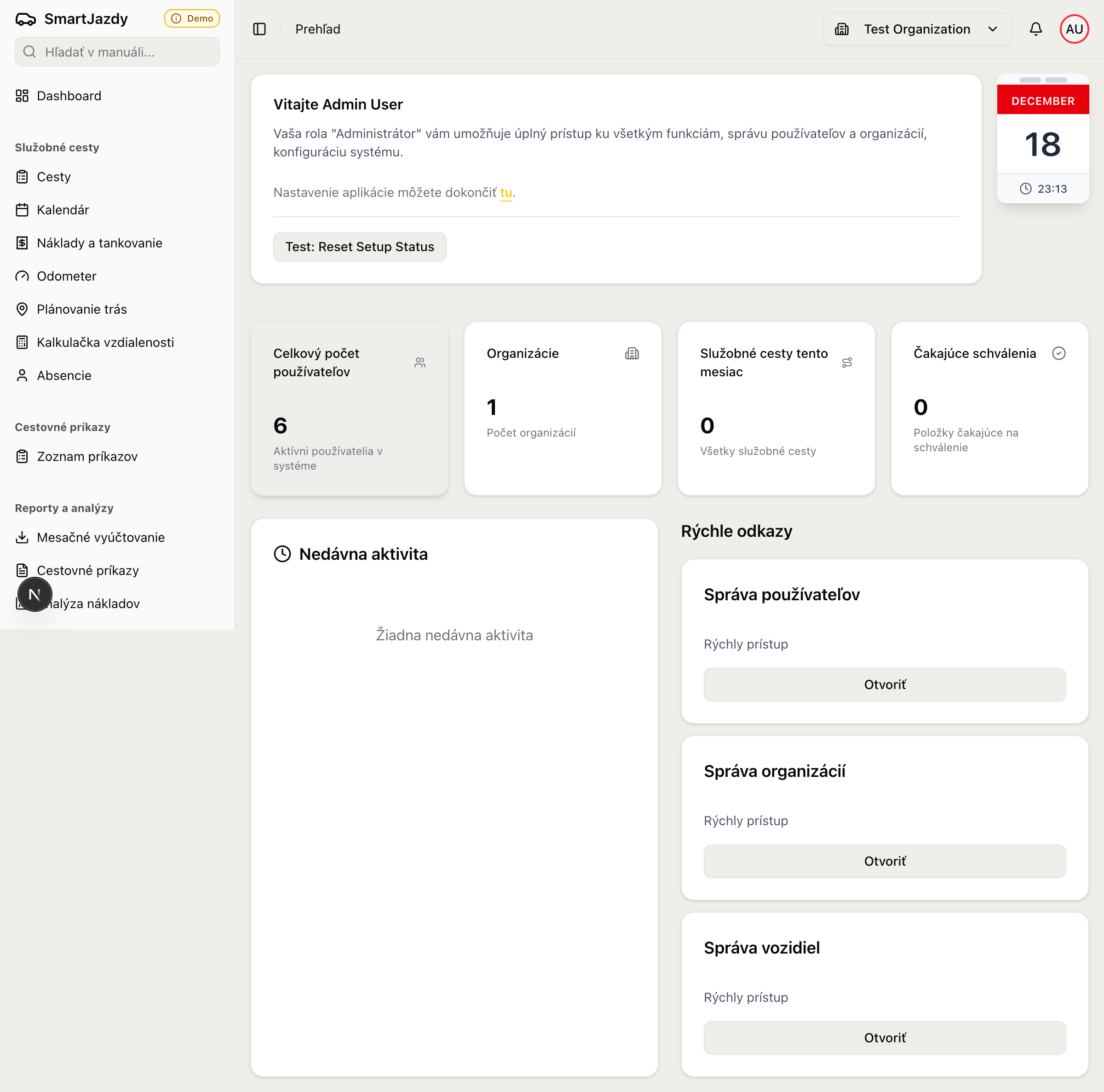 Dashboard a prehľad